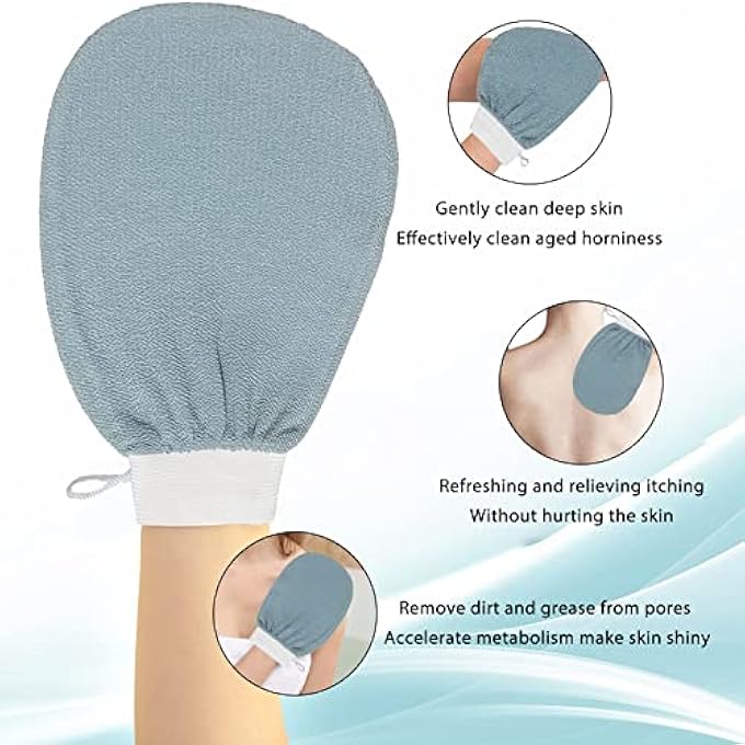 Juformin Shower Gloves, Exfoliating Glove, Scrub Gloves, Exfoliating Bath Glove, Exfoliating Mitt, Special Body Scrubber for Removes Dead Skin without Damaging the Skin (blue) - Image 3